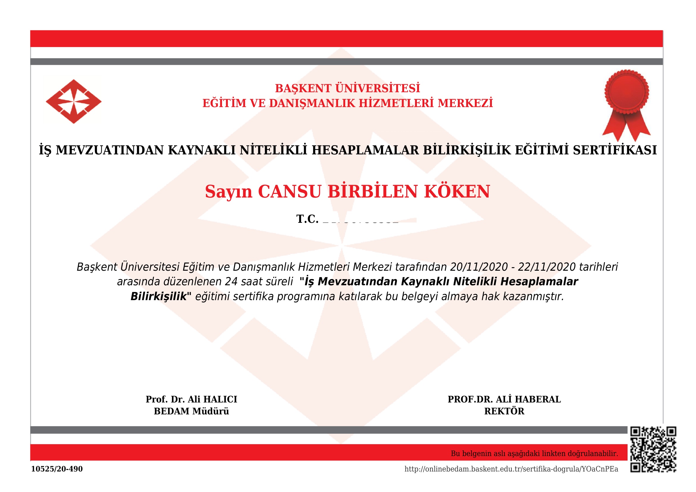İş Mevzuatından Kaynaklı Nitelikli Hesaplamalar Bilirkişilik Sertifikası